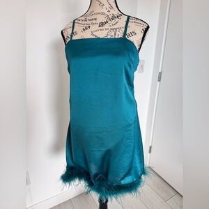 Elegant Feather Satin Slip Dress